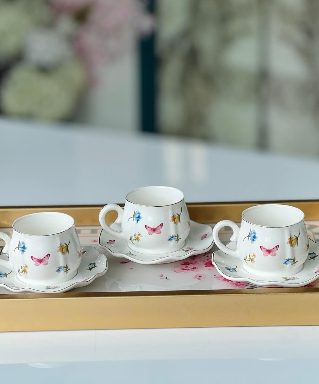 طاقم قهوة 6 قطع الفراشة